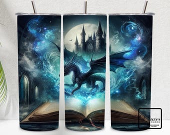 Dragon Book Tumbler Wrap, Romantasy Reader Dragon, 20oz Skinny Tumbler Sublimation Design PNG, Booktok Merch Tumbler, Digital Download PNG