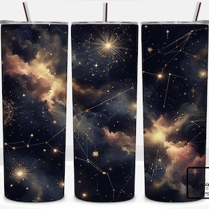 Sternennacht, Konstellation Becherverpackung, 20 Unzen Becher Design PNG, Himmlisches PNG digitales Produkt, Sternenkarte Verpackung, runder Becher PNG Download
