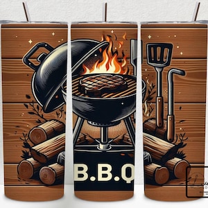 BBQ Tumbler Wrap, 20 oz Skinny Tumbler Sublimation Design PNG, Barbeque Tumbler Wrap, Rustic Summer Time Design, Digital Download PNG