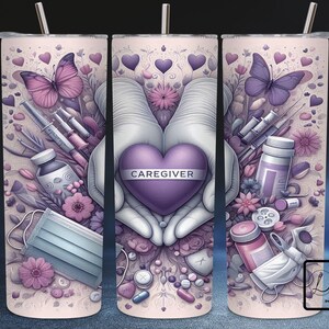 Caregiver Tumbler Wrap, 20oz Skinny Tumbler Sublimation Design PNG, Caretaker Tumbler Wrap, Homecare Tumbler, CNA Wrap, Digital Download PNG