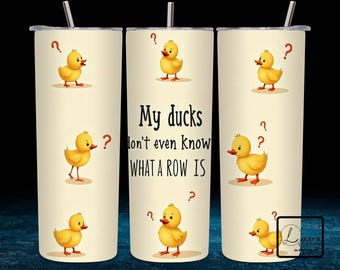 Duck Tumbler Wrap, 20 oz Skinny Tumbler Sublimation Design PNG, Funny Animal Tumbler Wrap, Ducks In A Row Wrap, Digital Download PNG