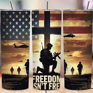 Patriotic Veteran Military Tumbler Wrap, 20 oz Skinny Tumbler Sublimation Design PNG, Men Tumbler Wrap, Digital Download PNG