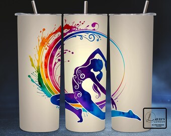 Gymnastics Rainbow Glitter Tumbler Wrap, 20 oz Skinny Tumbler Sublimation Design PNG, Gymnast Mom Tumbler, Digital Download PNG