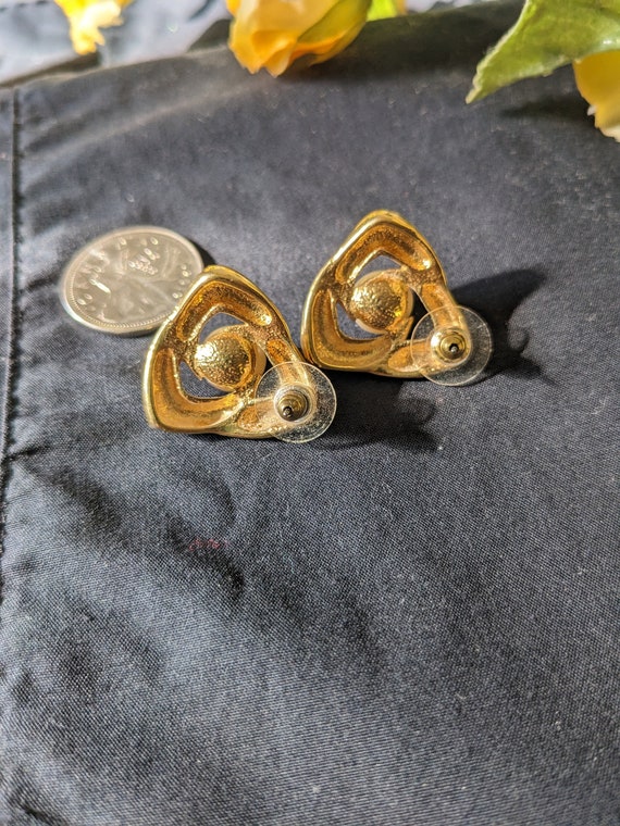 Vintage Faux Pearl Earrings | Retro 80s Gold Plat… - image 4