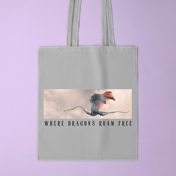 Where dragons roam free Tote Bag - Dragon Fantasy Design - Dragon Bookie Magical Worlds Bag Adventure Flying Saga Creatures Wings