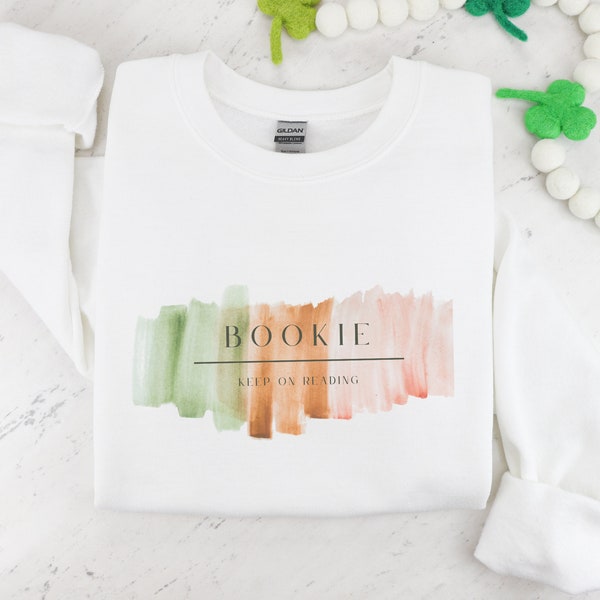 Bookie - Keep on Reading Sweatshirt - White, Brushstroke Design, Unisex