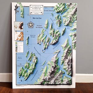 Carte géographique imaginaire des Préalpes du Nord 60 x 80 cm