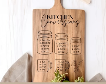 Kitchen Conversions Svg, Kitchen Tea Towel Svg, Charcuterie board Svg, Kitchen Conversion Charts, Cutting Board, Laser Cut, Glowforge Ready