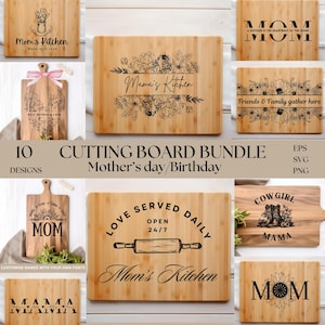 Tagliere per la festa della mamma SVG, taglio laser, file SVG per tagliere, tagliere per salumi SVG, pronto per Glowforge, pacchetto di incisione laser, regalo per la mamma