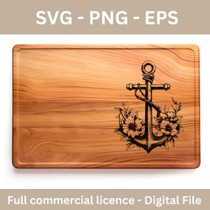 Anchor Laser Engrave File, Charcuterie Board Svg, Cutting Board SVG, Laser Burn, Cheese Board, xTool LightBurn GlowForge File, Png, Eps