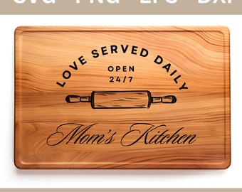 Muttertag Schneidebrett SVG, SVG-Dateien für Laser-Schneidebrett, Gravurdatei, Charcuterie Board svg, Mama Geschenk, Nana's Kitchen, Mama