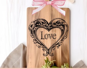 Valentines Day Laser Svg, Cutting Board SVG, Valentine Glowforge, Heart Laser File, I Love You Svg, Valentine Vibes Svg, Love Laser File