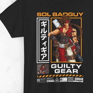 GUILTY GEAR Sol Badguy Anime T Shirt Softstyle Unisex FGC Shirt Gaming Streetwear Graphic T-Shirt Gifts for Gamers Japanese Anime Shirt