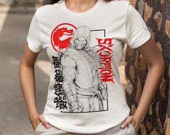 Skorpion Mental Kombat Shirt Gaming Streetwear Geschenke für Gamer Stilvolle schwarzes T-Shirt Tod Kombat Sub Zero Anime Kampf Gaming T-Shirts