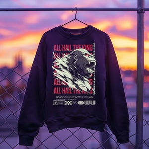 KING KONG Movie Kaiju Unisex Heavy Blend Crewneck Sweatshirt Premium Limited Edition Graphic Designer Halloween Sweater Streetwear