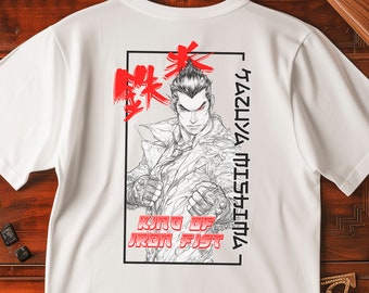 TEKKEN Kazuya Mishima Anime T Shirt | Men's Tekken Game Tee | Gaming Streetwear Graphic T-Shirt | Gifts for Gamers Stylish Japanese Shirt