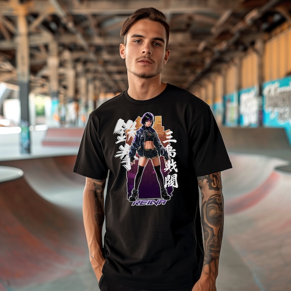 鉄拳レイナアニメTシャツ ユニセックスソフトスタイル鉄拳ゲームTシャツ ゲーミングストリートウェアグラフィックTシャツ ゲーマーへのギフトスタイリッシュな日本のシャツ - 日本