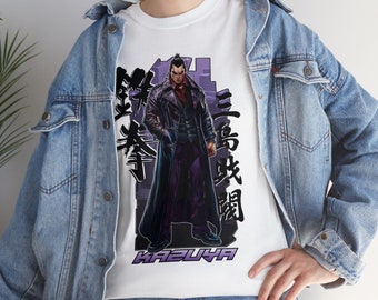 TEKKEN Kazuya Mishima Anime T Shirt | Men's Tekken Game Tee | Gaming Streetwear Graphic T-Shirt | Gifts for Gamers Stylish Japanese Shirt