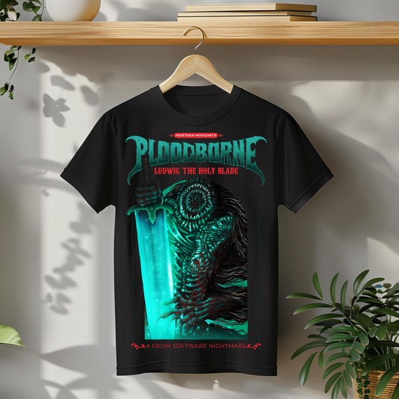 Bloodborne Ludwig the Holy Blade Graphic T Shirt Gaming Streetwear Gifts for Gamers Stylish Vintage Books Shirt Elden Ring Dark Souls Shirts