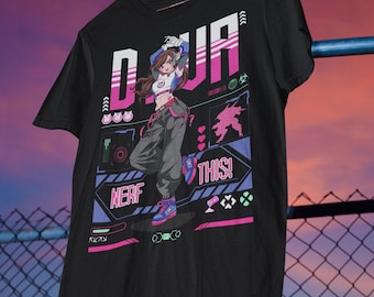 Overwatch D.VA Tshirt Cute Anime Style 90s Streetwear Gifts for