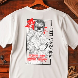 TEKKEN Jin Kazama Anime T Shirt | Men's Tekken Game Tee | Gaming Streetwear Graphic T-Shirt | Gifts for Gamers Stylish Japanese Shirt