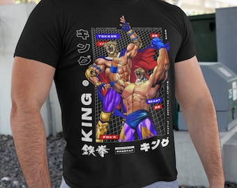 TEKKEN 8 King Anime T Shirt  Heavy Cotton Gaming Tee Gaming Streetwear Graphic T-Shirt Gifts for Gamers Stylish Japanese Anime Shirt