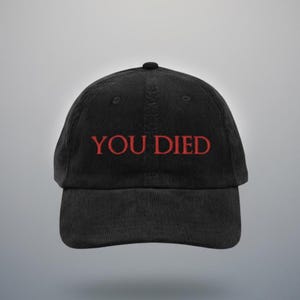 DARK SOULS You Died Embroidered Vintage Corduroy Cap Gifts for Gamers Elden Ring Cap Dark Souls Embroidered Cap Streetwear