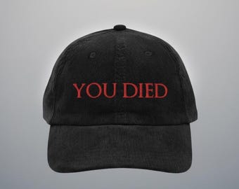 DARK SOULS You Died Embroidered Vintage Corduroy Cap Gifts for Gamers Elden Ring Cap Dark Souls Embroidered Cap Streetwear