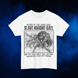 DARK SOULS 3 Slave Knight Gael T-Shirt Pre-Weathered White Tee Unisex Cotton Top Gamer Gift Video Game Shirt image 2
