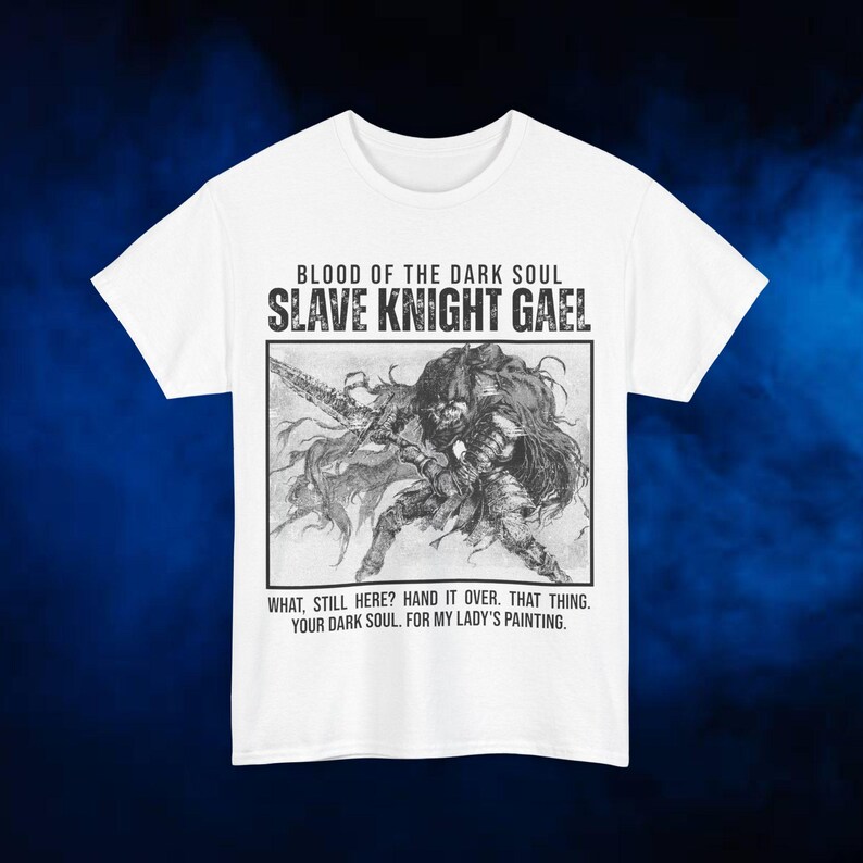 DARK SOULS 3 Slave Knight Gael T-Shirt Pre-Weathered White Tee Unisex Cotton Top Gamer Gift Video Game Shirt image 2