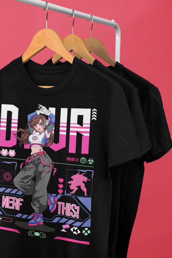 Overwatch D.VA Tshirt Cute Anime Style 90s Streetwear Gifts for