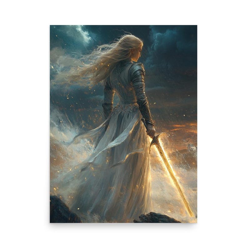 Rise of a Queen Fantasy Premium Poster – Empowering Female Warrior Art | Strong Female Lead Decor | ACOTAR-Inspired Wall Art
