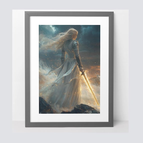 Empowering Female Warrior Art Print: ACOTAR-Inspired Fantasy Poster