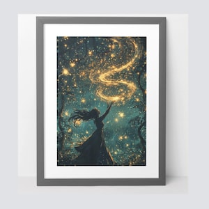 Sternenlicht Fantasy Premium Luster Poster – Mystische Waldkunst | Zauberhafte Fantasy-Wand-Dekor | ACOTAR & TOG-inspirierte Kunst