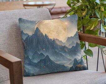 Kussen maanverlichte berg: fantasierijk huisdecor (22 x 22 inch)