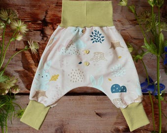 Pantaloni a pantaloncino per neonati, pantaloni per neonati, pantaloni per bambini, pantaloni per bambine, pantaloni che crescono con me, pantaloni a pantaloncino fatti a mano, motivo coniglietto, varie taglie