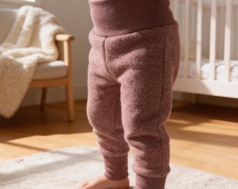 Kinder Walkleggings aus Wolle | Wollwalk Hose mit Bauchbund | Mitwachsende Kinderhose | Warme Leggings für Babys & Kinder