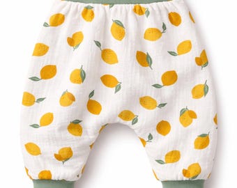 Mutandine in mussola per neonati con limonini, mutandine in mussola per neonati, mutandine in mussola per bambini, mutandine che crescono con me, mutandine fatte a mano