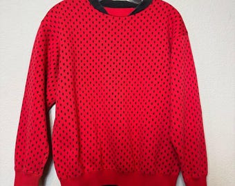 Vintage Pasta sweatshirt long sleeve red & black Cotton blend unisex size S to M