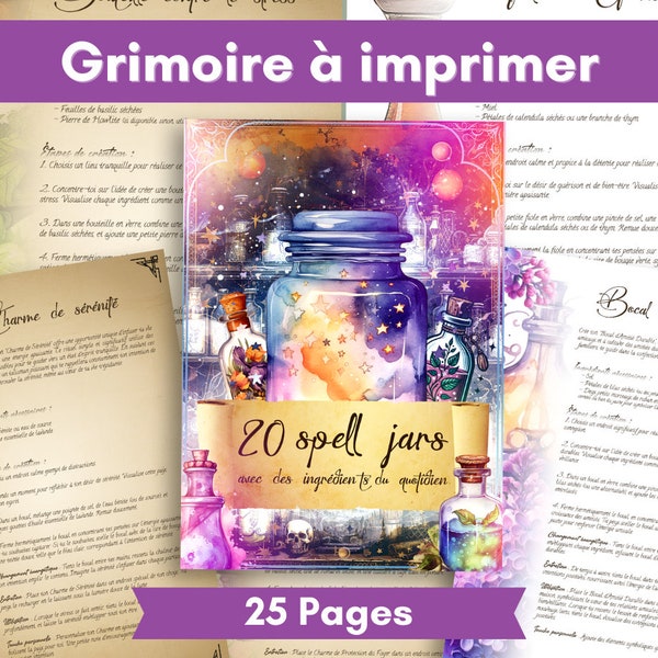 20 Spell Jars with everyday ingredients, Grimoire to print
