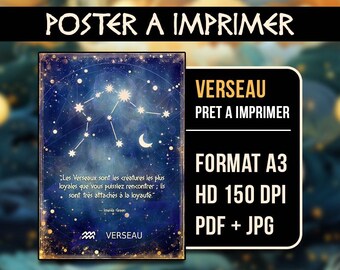 Poster signe du Zodiaque à imprimer - Verseau