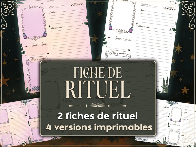 Fiche de Rituel à Imprimer - Grimoire de Sorcières, 2 Versions & 2