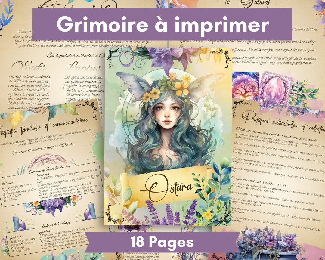 Ostara, Beautiful Pages of Grimoires for Sabbath of Ostara Book of