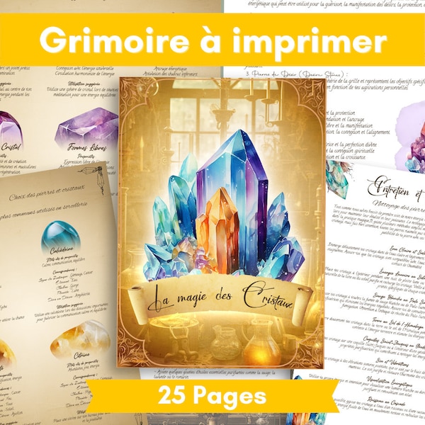 The Magic of Crystals, Grimoire to print with 23 pages with the meaning of 35 stones