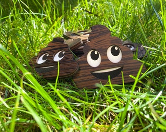 15 Smiling Poop Emoji Magnet. Unique Wood Decor with Double Layers.  Small Gift Idea for Friends and Family.