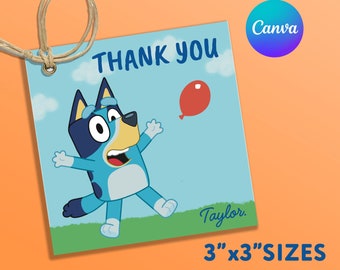 Editable Bluey and Bingo Birthday Party Thank You Card, Disney Girl or Boy Party Thanks Card, Greeting Cards DIGITAL FILE_3