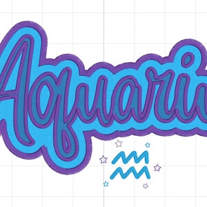 Zodiac, Aquarius, Constellation, Astrology, Satin Stitch Double Applique Machine Embroidery Design, Double Stacked - instant download