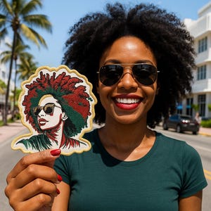 Afro Woman Embroidered Patch, Black Girl Magic Iron-On Sew-On Patch, Melanin Poppin Art Patch, Large Embroidery for Jackets, Bags, Clothes