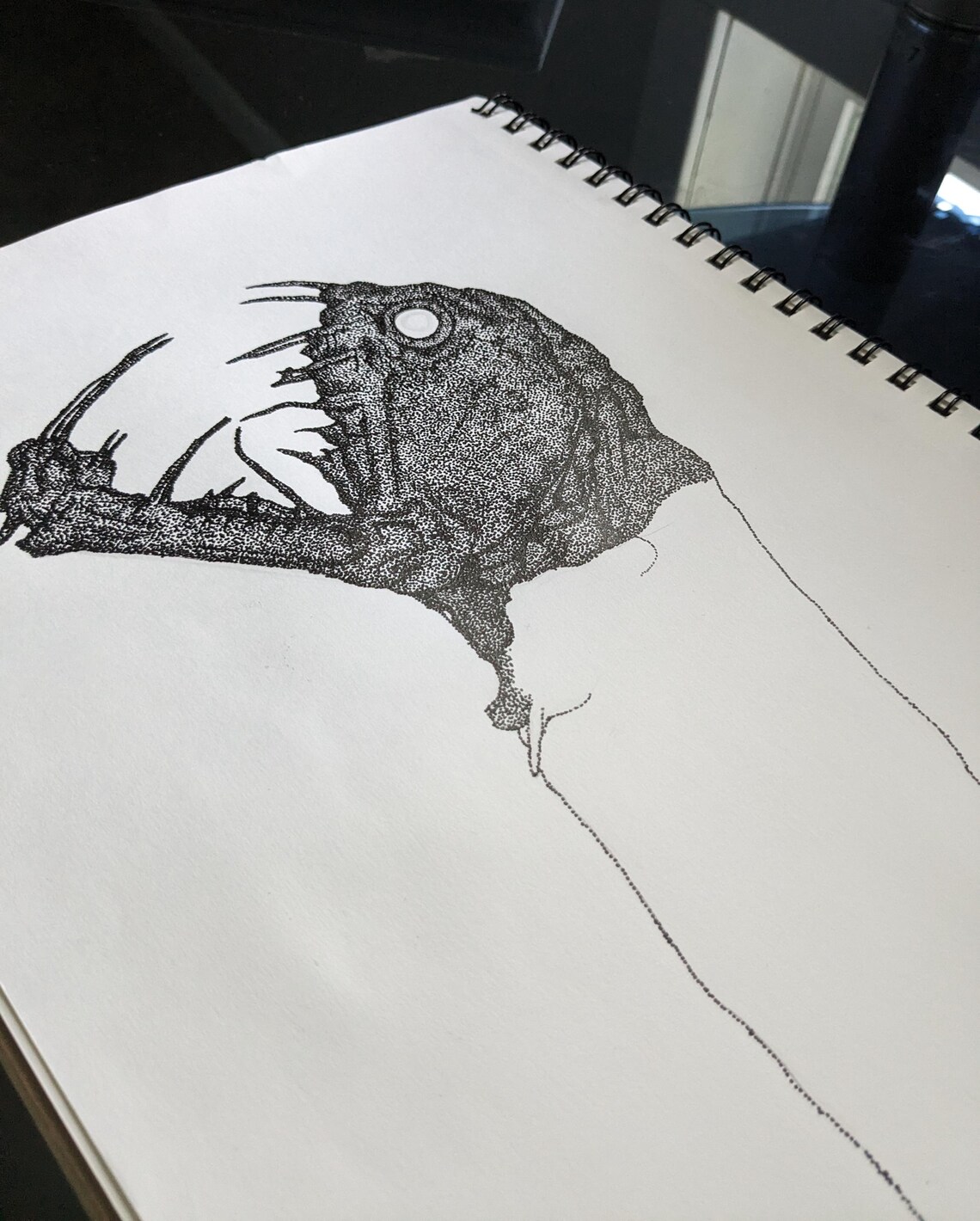 Original Stippled Viperfish Drawing Etsy