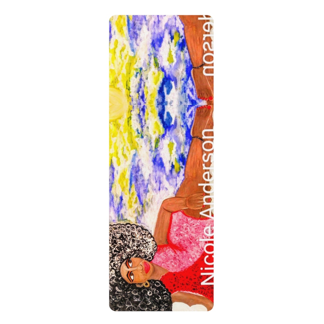 Cloud 9 Rubber Yoga Mat, Black Women Yoga Mats, Black Art Print Yoga